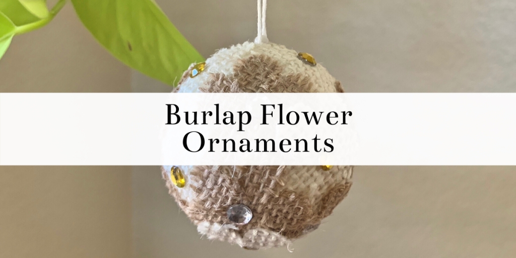 These DIY burlap flower ornaments are so unique and such a fun craft to do. The burlap flowers make these ornaments look a bit rustic. They are super easy to make too! Learn how to make these ornaments with step-by-step instructions and a list of the supplies you'll need. #DIY #ornaments #holidays #holidayDIY #holidaycrafts #crafts #crafting #easyDIY #DIYideas #Christmas #tree #flowers