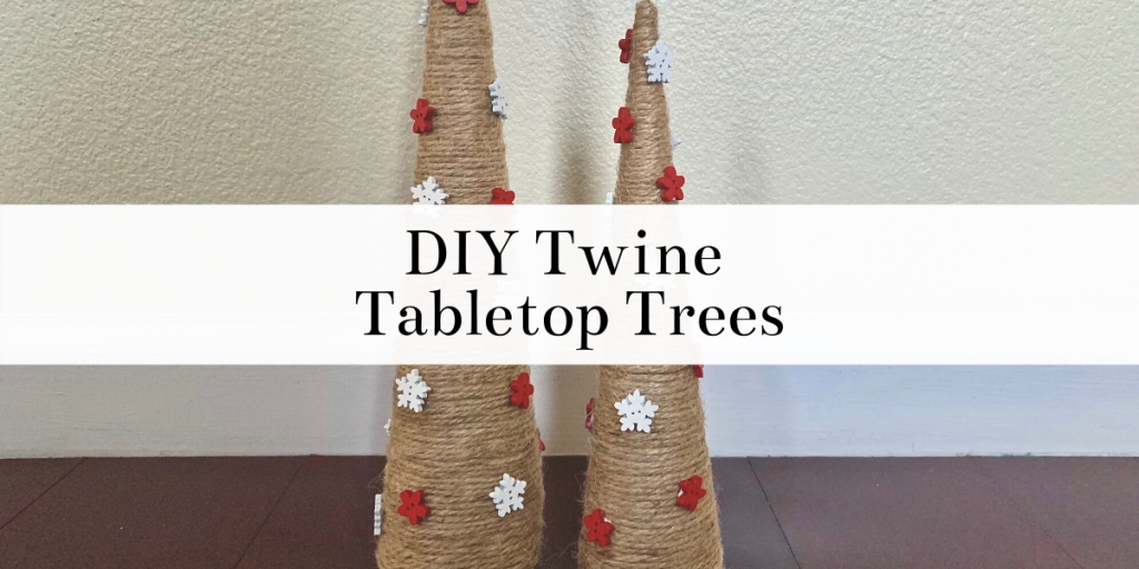 Tabletop trees are so popular for home decor. They're also super easy to make! Making your own tabletop trees is so fun and there's so many ways to personalize your own the way you want. Find out how to make these twine tabletop trees with step-by-step instructions and a list of all the supplies needed. #DIY #holidays #christmas #crafting #crafts #holidaydecor #homedecor #decorations #decor #tabletoptrees #trees #holidayDIY #holidaycrafts #easyDIY #DIYideas