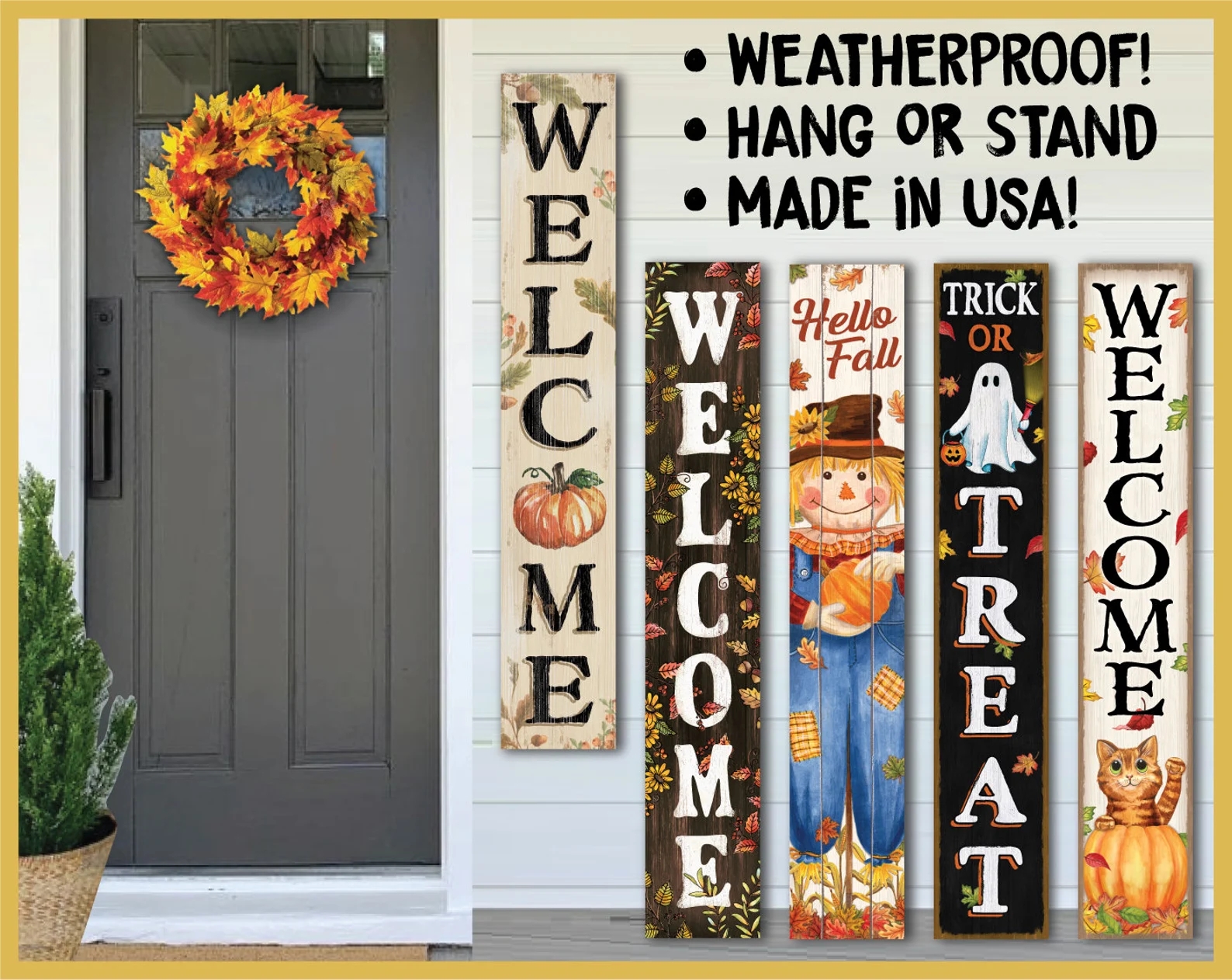 Wood Porch Signs for Fall