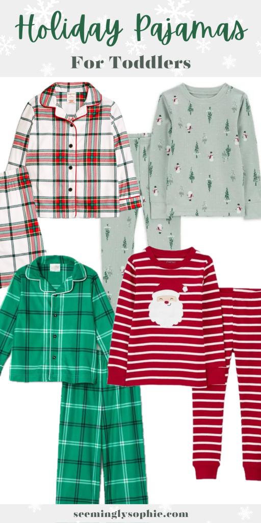The holidays are coming up fast, and I'm having so much fun shopping for holiday pajamas for our toddler! There's so many adorable options in this list. Check it out if you're browsing for holiday pajamas for your toddler too! #holidays #pajamas #toddler #kids